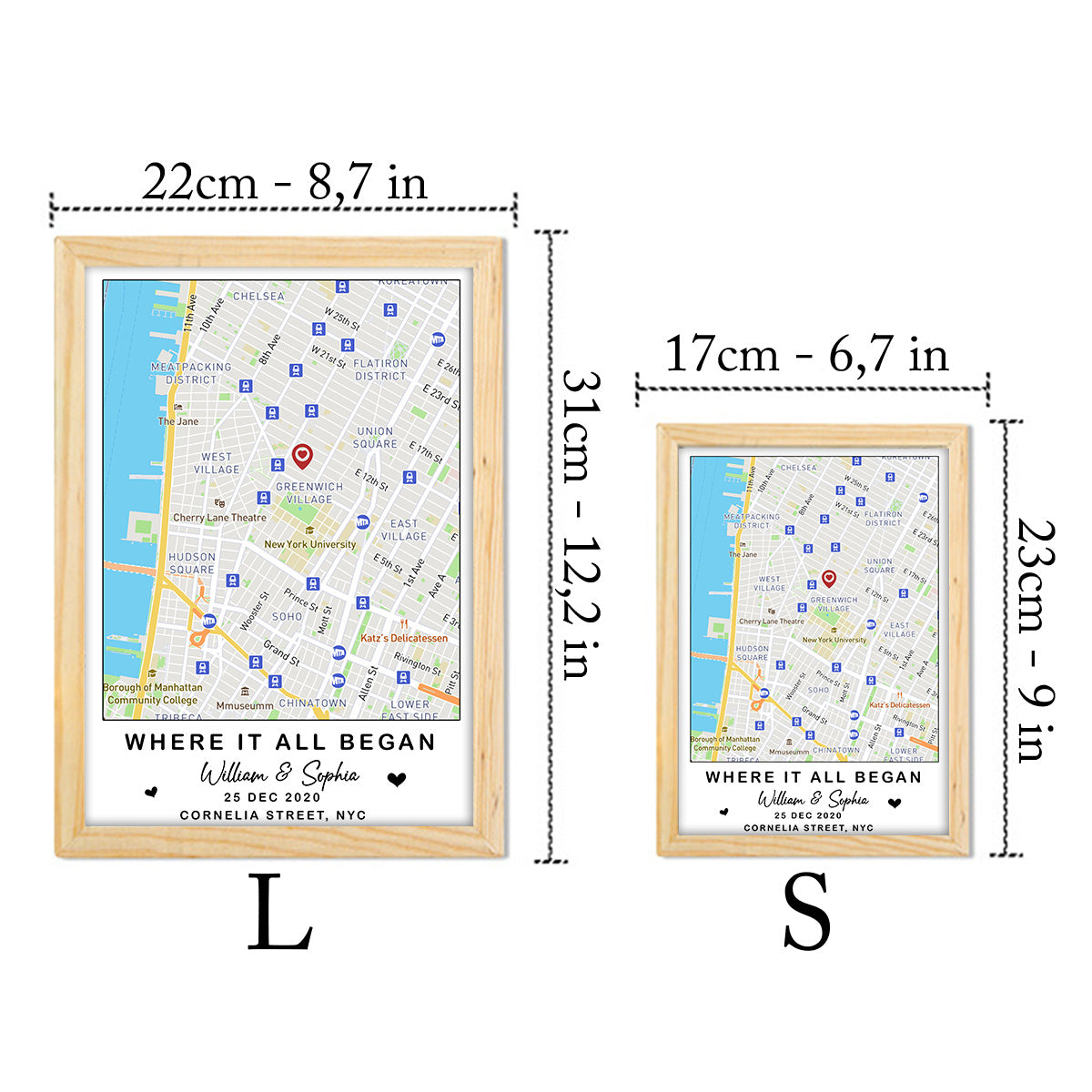 Wo alles begann – Personalisierter Fotorahmen mit Paarbeleuchtung