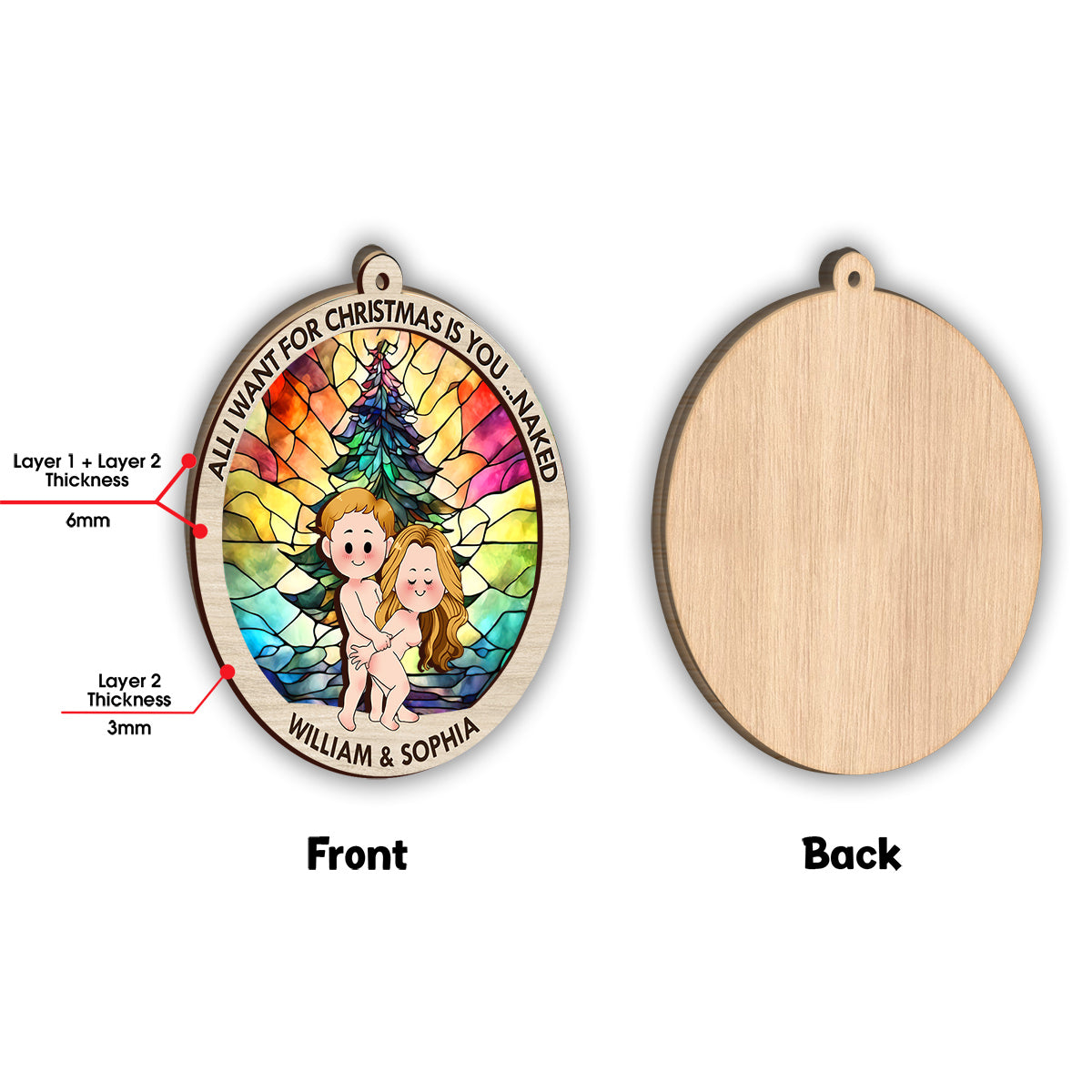 Alles, was ich mir zu Weihnachten wünsche, bist du – Geschenk für Ehemann, Freund, Freundin – Personalisierter zweilagiger Weihnachtsschmuck