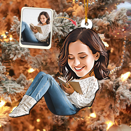 Karikatur eines Bücherliebhabers – personalisierter Buchanhänger