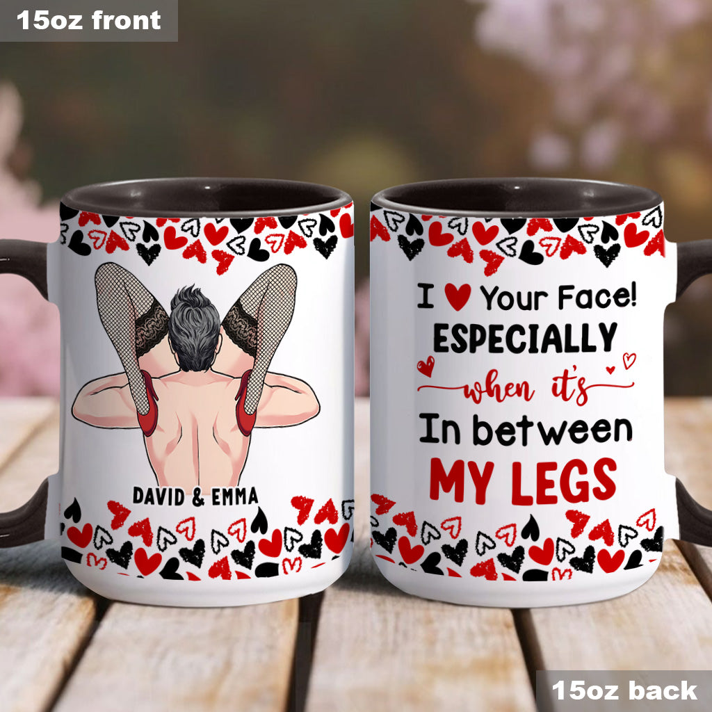 „Ich liebe dein Gesicht“ – personalisierte Tasse für Paare
