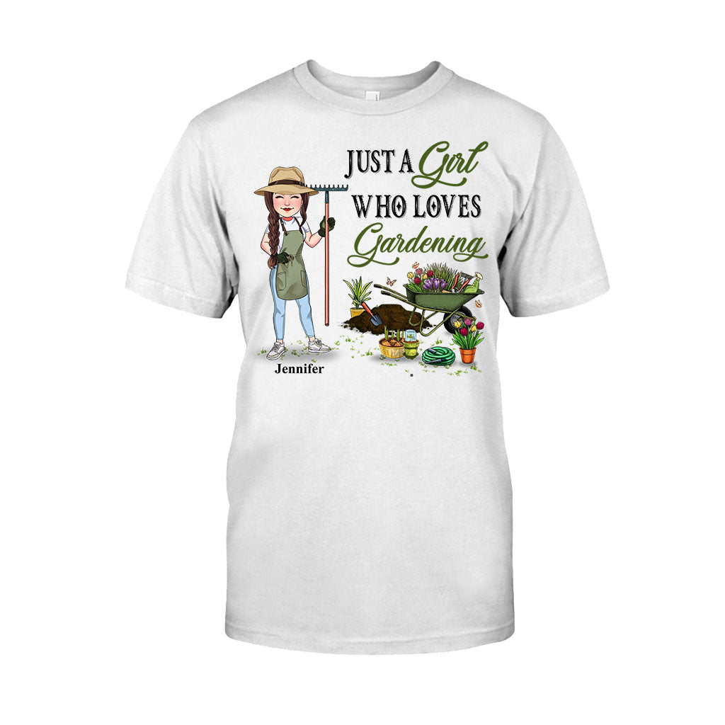 Einfach ein Mädchen, das Gartenarbeit liebt – personalisiertes Garten-T-Shirt & Hoodie