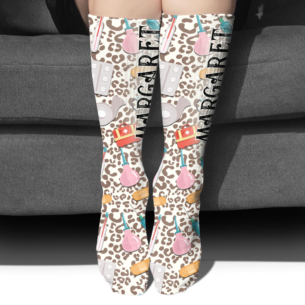 Wild Nurse Leopard - Personalized Nurse Socks