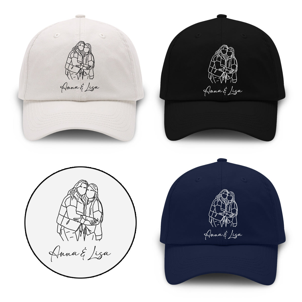 Individuelles Foto – Personalisierte, bestickte Geschwister-Kappe im klassischen Stil