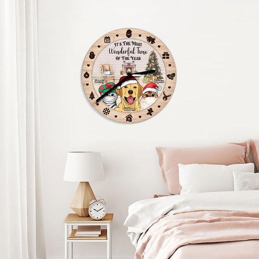 Die schönste Zeit des Jahres – personalisierte Katzen-Wanduhr