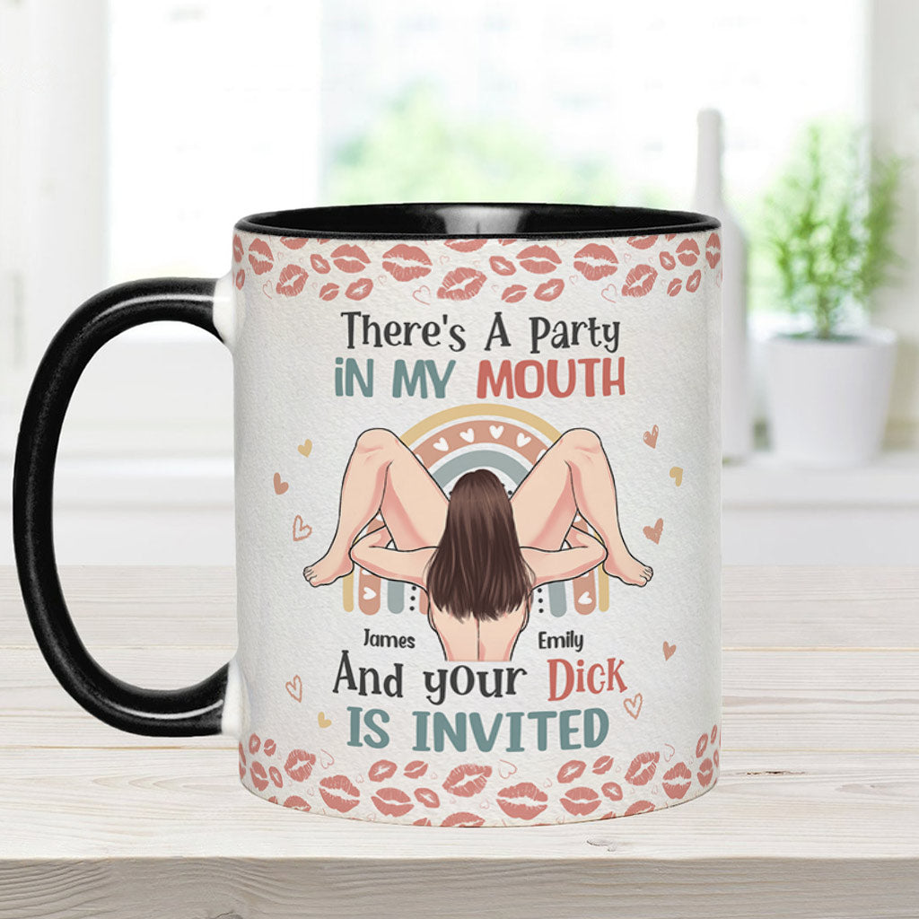 There Is A Party In My Mouth - Personalized Couple Accent Mug