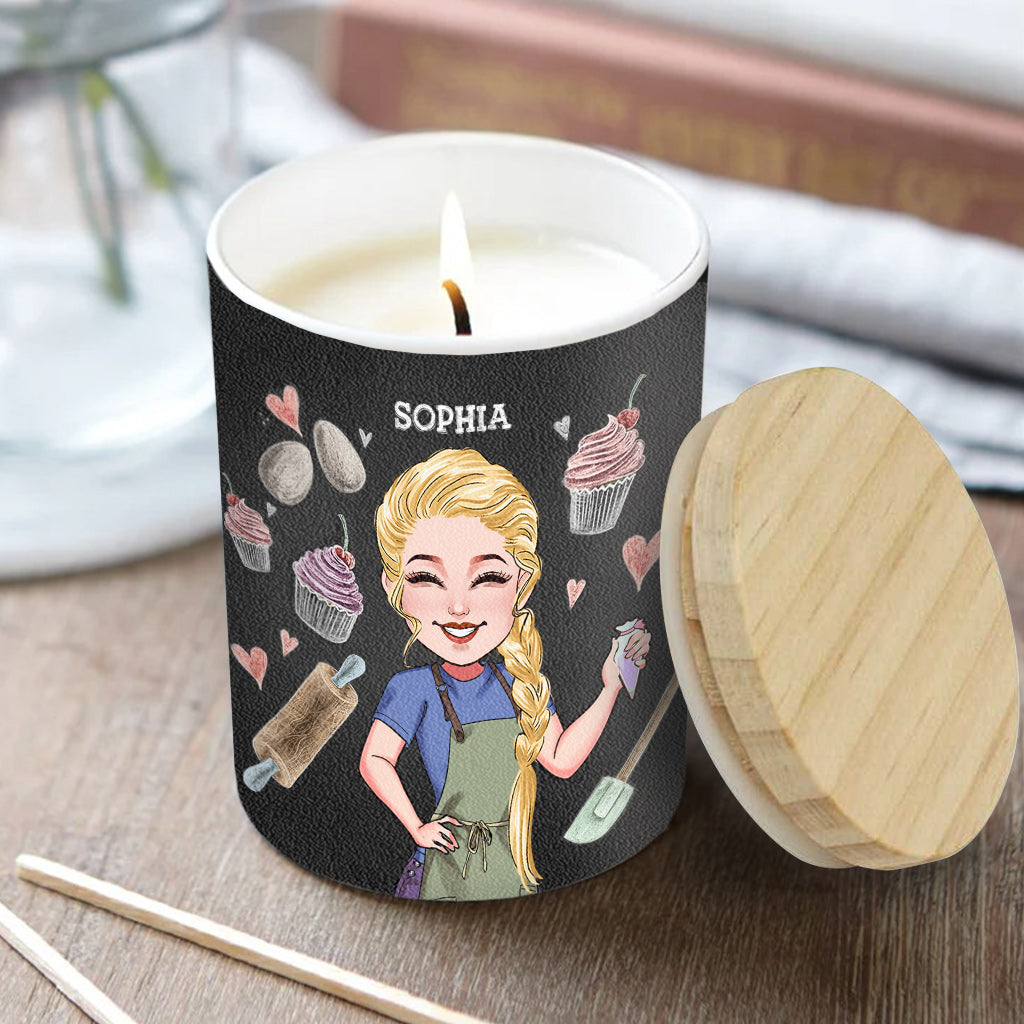 Das Leben ist, was du daraus backst – personalisierte Backkerze mit Holzdeckel