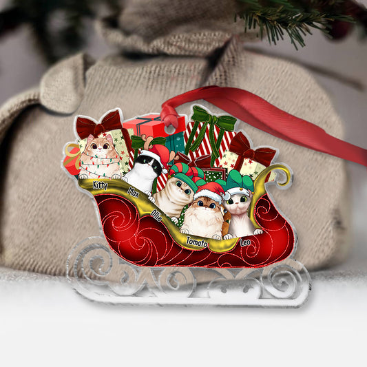 Merry Christmas - Personalized Cat Transparent Ornament