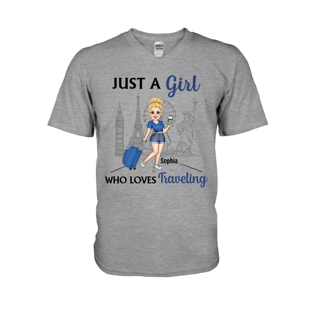 Just A Girl Who Loves Traveling - Personalized Travelling T-shirt & Hoodie