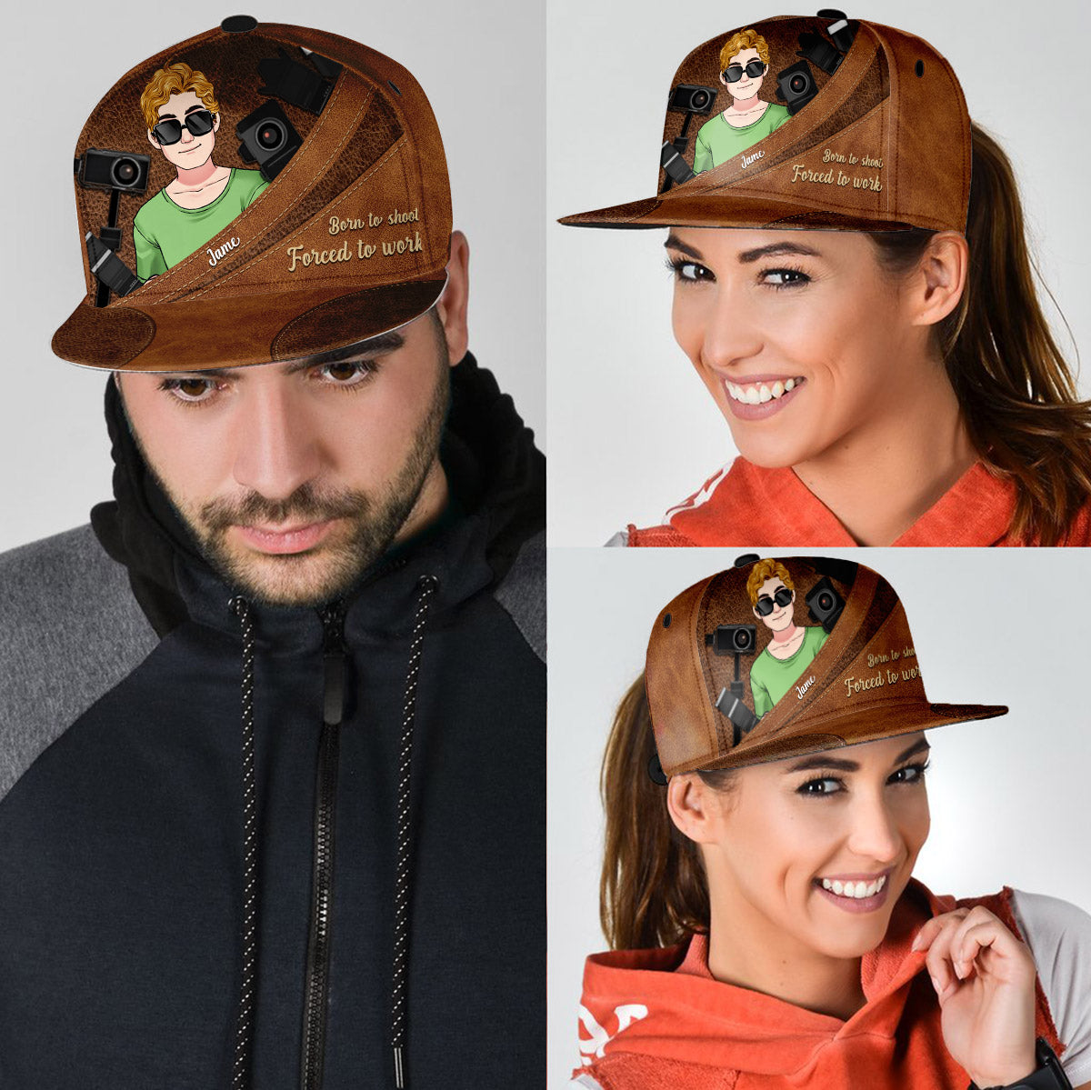 Born To Shoot Forced To Work - Photography gift for him, her, friend, dad, mom, boyfriend, girlfriend - Personalized Snapback