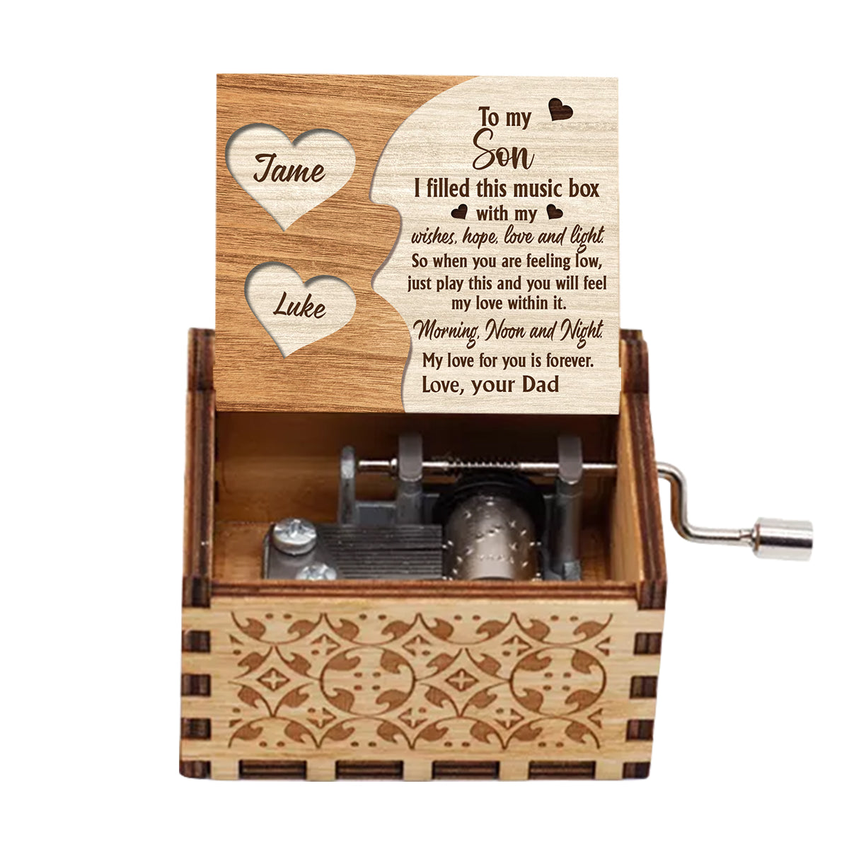 Mama für alle Zeiten – Geschenk für Mama, Oma, Opa, Papa, Tochter, Sohn, Enkelin, Enkel – Personalisierte Spieluhr mit Handkurbel