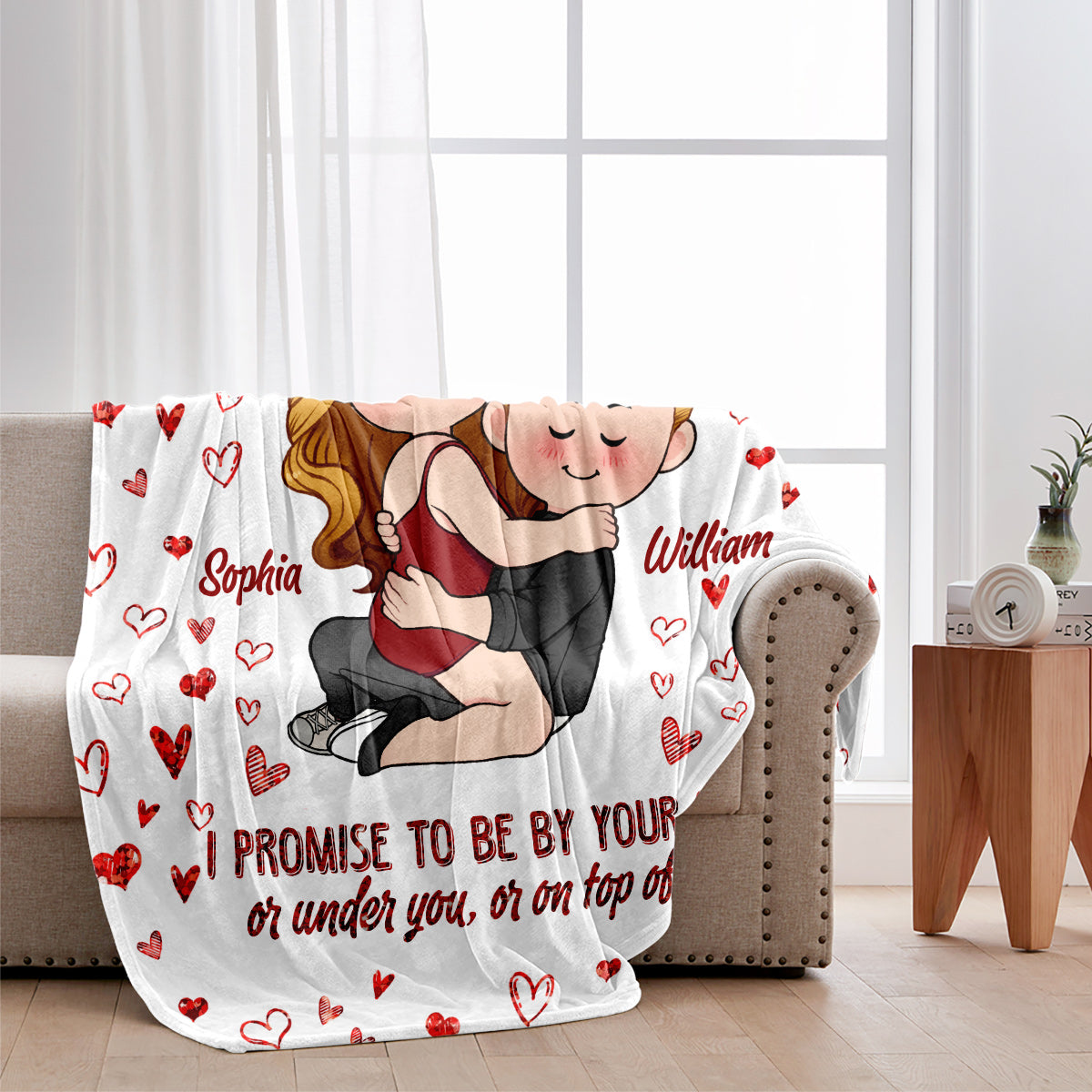Ich verspreche, immer an deiner Seite zu sein – Geschenk für Ehemann, Ehefrau, Freund, Freundin – Personalisierte Decke