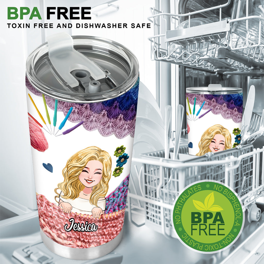 I Crochet Becase Punching People Is Frowned Upon - Crocheting gift for mom, girlfriend, wife, grandma - Personalized Tumbler