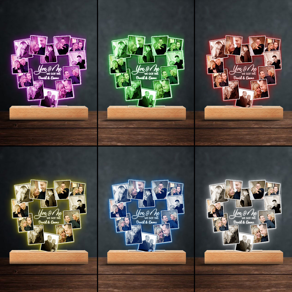 „Du und ich, wir schaffen das“ – Geschenk für Ehemann, Ehefrau, Freund, Freundin – Personalisierte, geformte Leuchtplatte