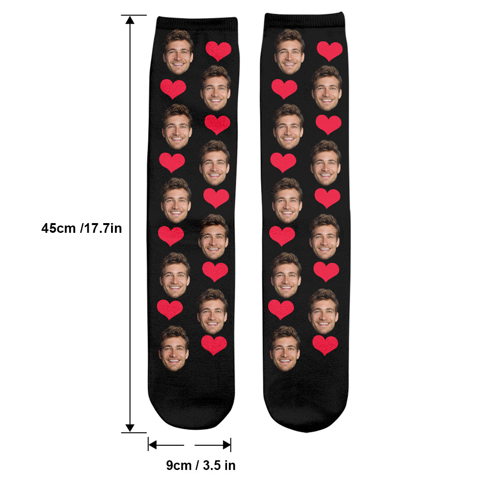 Individuelles Gesichts-Herz-Muster – Personalisierte Geschwistersocken