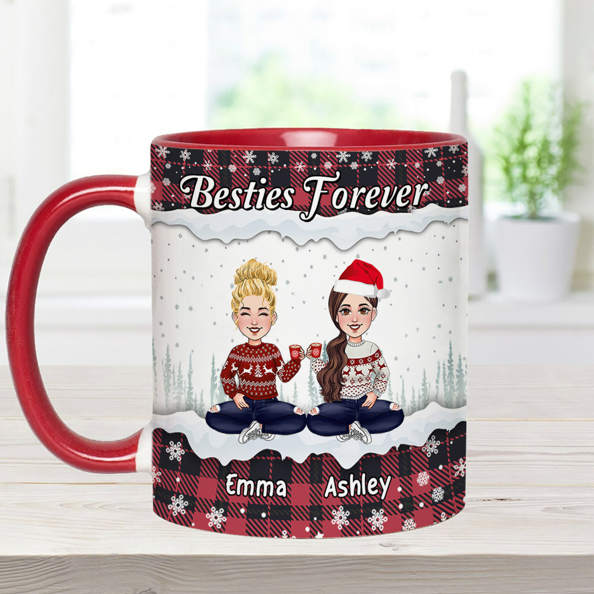 Besties Forever - Personalized Bestie Accent Mug