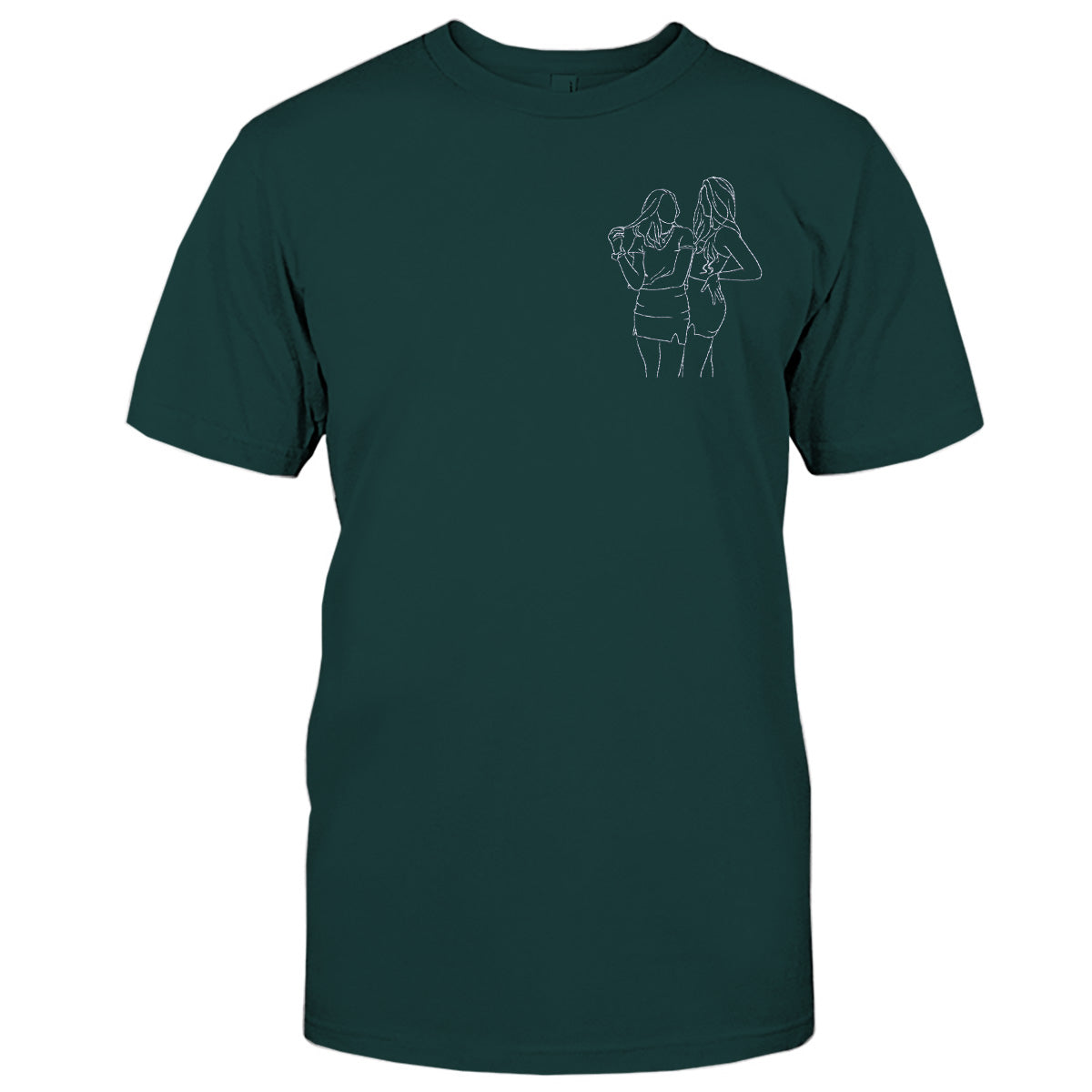 Individuelle Linienzeichnung – Personalisiertes, besticktes T-Shirt für die Tochter