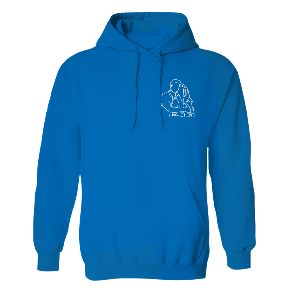 Individuelle Linienzeichnung – Personalisierter, bestickter Hoodie für Paare