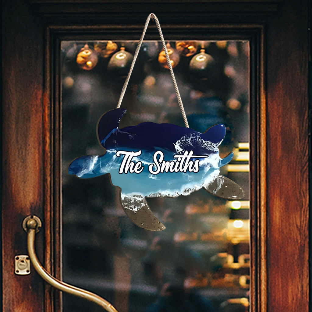 Liebe Schildkröte – Personalisiertes, individuell geformtes Holzschild in Schildkrötenform