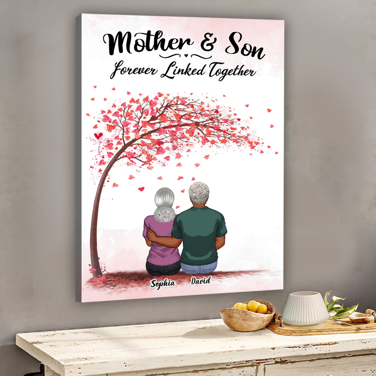 Für immer verbunden – Geschenk für Mama, Tochter, Sohn – Personalisierte Leinwand und Poster