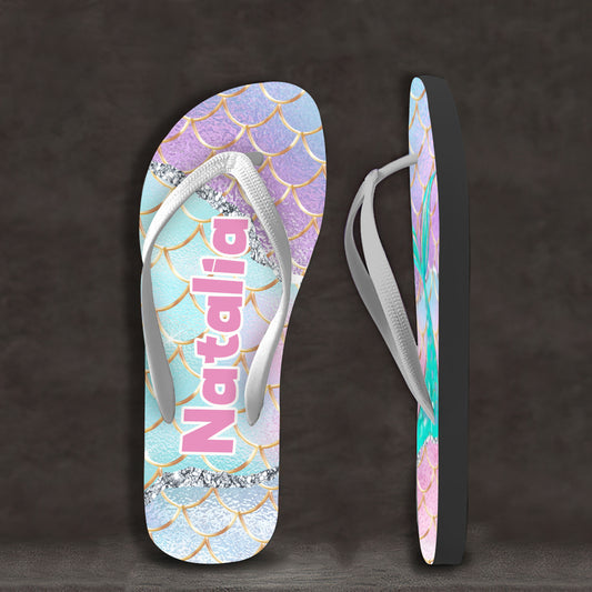 Mermaid In The Ocean - Personalized Sea Lover Flip Flops