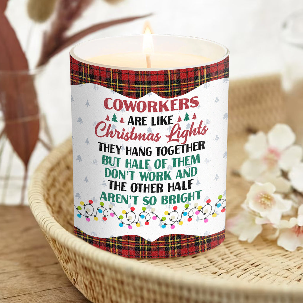 Kollegen sind wie Weihnachtslichter – Personalisierte Kollegenkerze mit Holzdeckel
