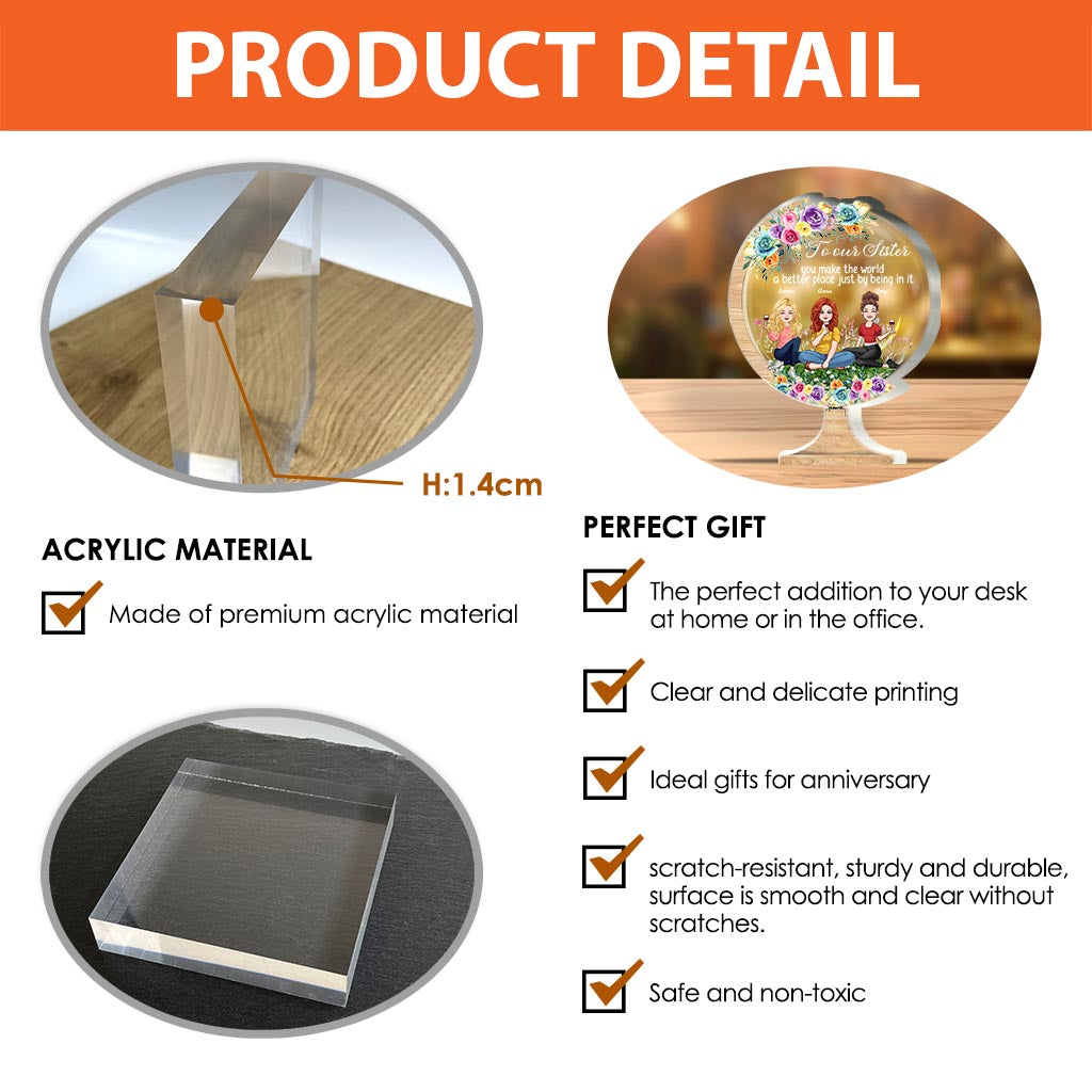 Du machst die Welt zu einem besseren Ort – Geschenk für Mama, Oma, Tochter, Sohn, Enkelin, Enkel, Papa, Opa, Tante, Schwester, Freundin – Personalisierte Acrylplakette in individueller Form