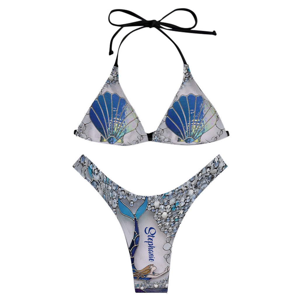 Glitzernde Meerjungfrau – Personalisierter Triangel-Bikini für Meeresliebhaber