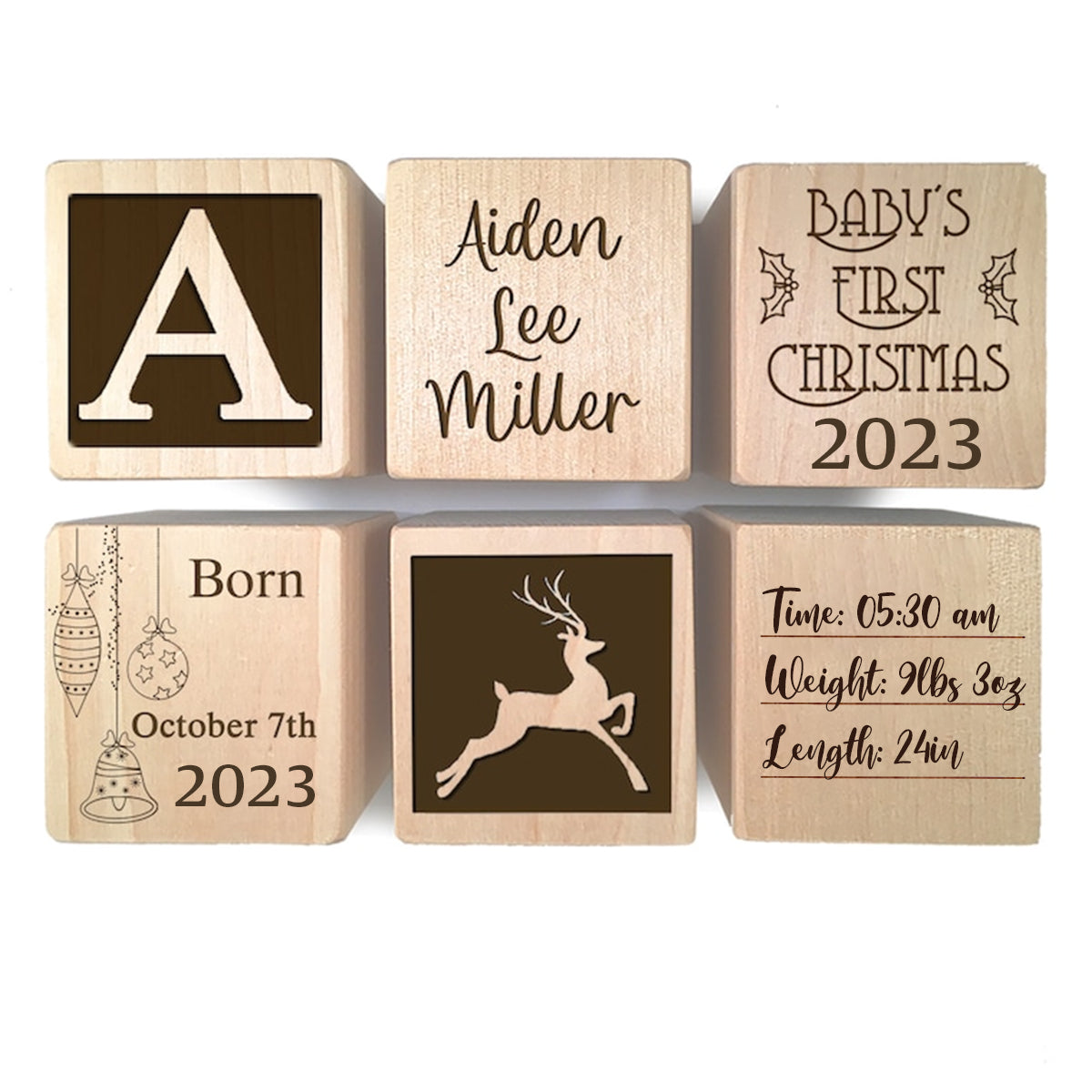 Baby's First Christmas Block Ornament - Gift for Newborn, mom, dad - Personalized Block Ornament