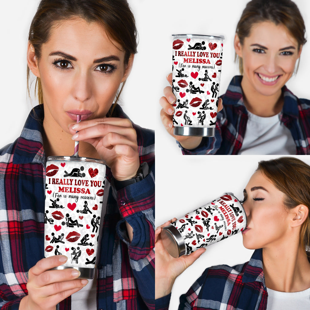 Ich liebe dich aus so vielen Gründen – Personalisierter Partner-Trinkbecher mit jedem Namen
