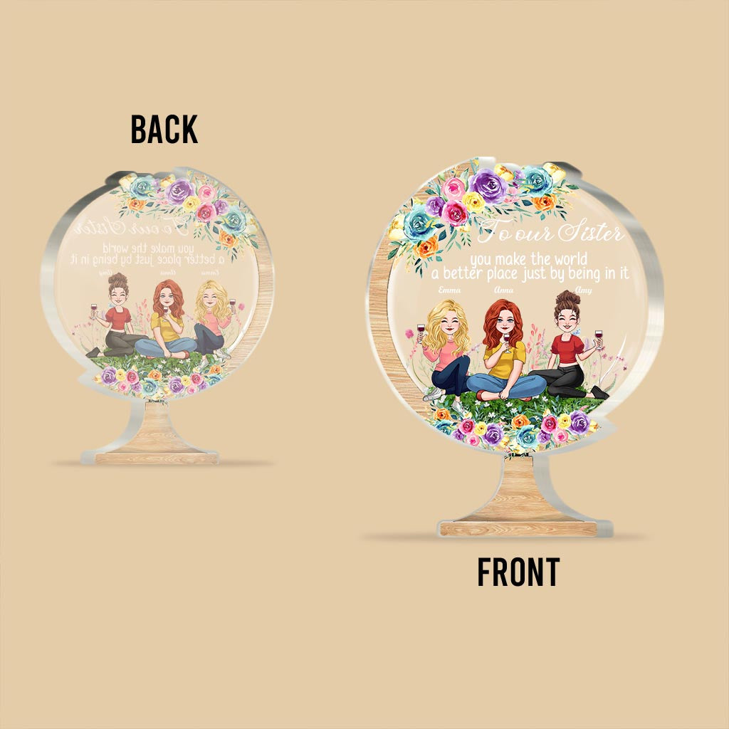 Du machst die Welt zu einem besseren Ort – Geschenk für Mama, Oma, Tochter, Sohn, Enkelin, Enkel, Papa, Opa, Tante, Schwester, Freundin – Personalisierte Acrylplakette in individueller Form