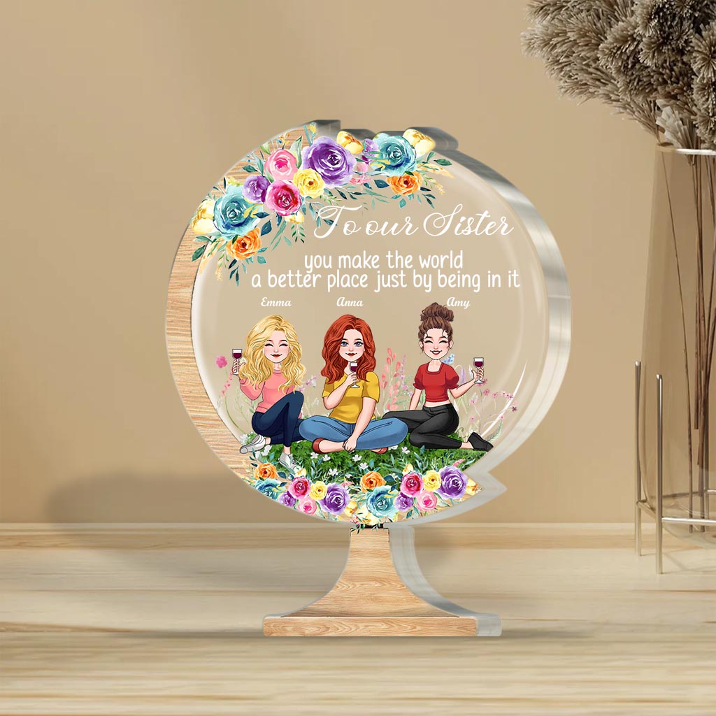 Du machst die Welt zu einem besseren Ort – Geschenk für Mama, Oma, Tochter, Sohn, Enkelin, Enkel, Papa, Opa, Tante, Schwester, Freundin – Personalisierte Acrylplakette in individueller Form