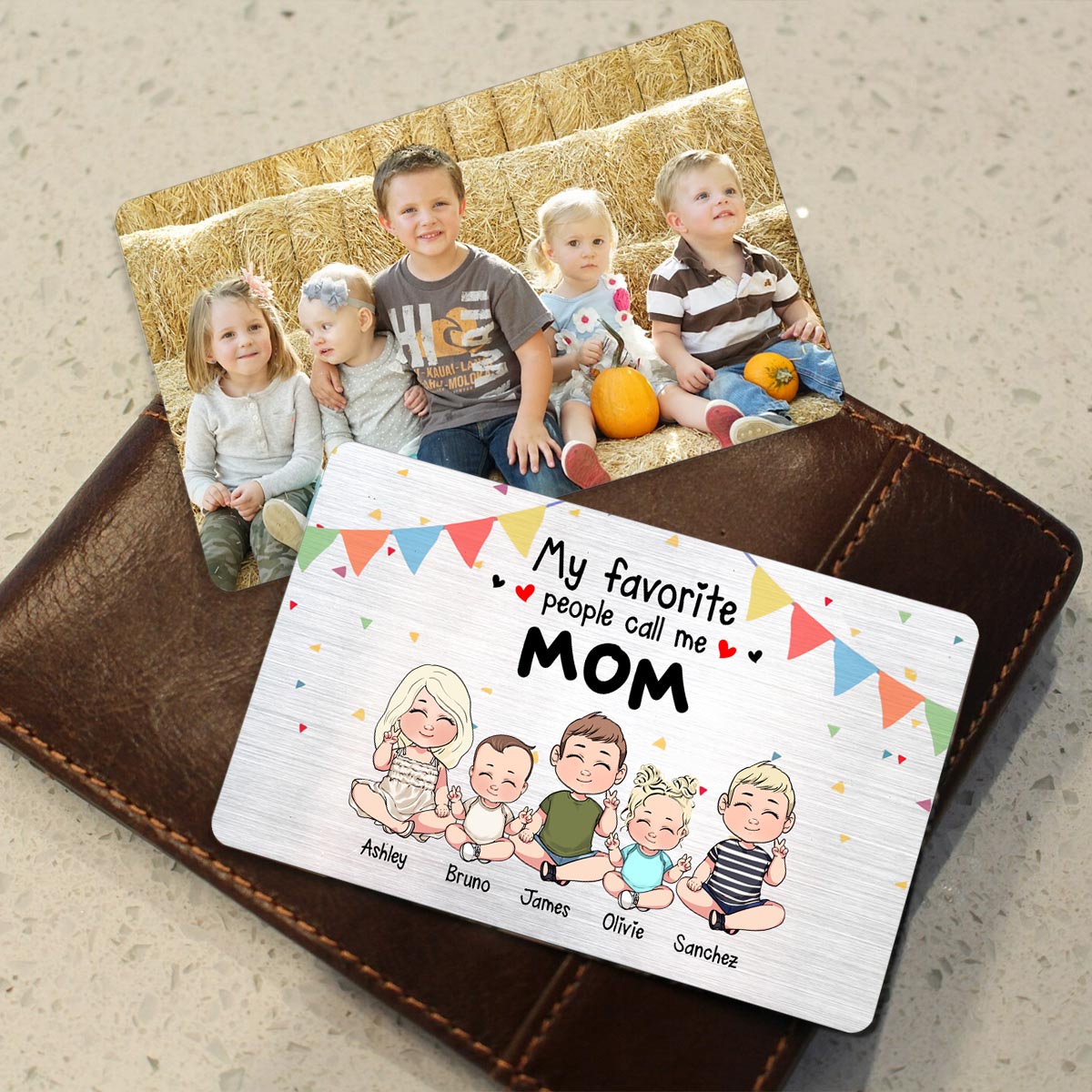 Meine Lieblingsmenschen – Geschenk für Opa, Oma, Bruder, Schwester, Mama, Papa, Onkel, Tante – Personalisierte Brieftaschenkarte