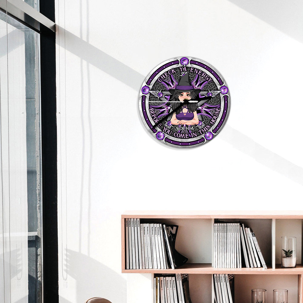 Check Ya Energy - Personalized Witch Wall Clock
