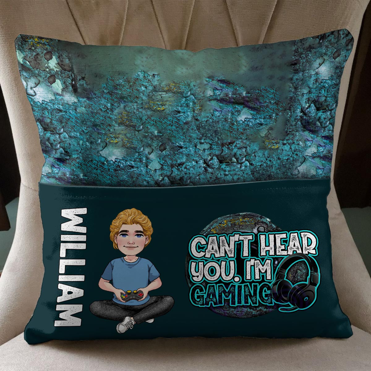 Ich kann dich nicht hören, ich spiele gerade – Personalisiertes Videospiel-Taschenkissen