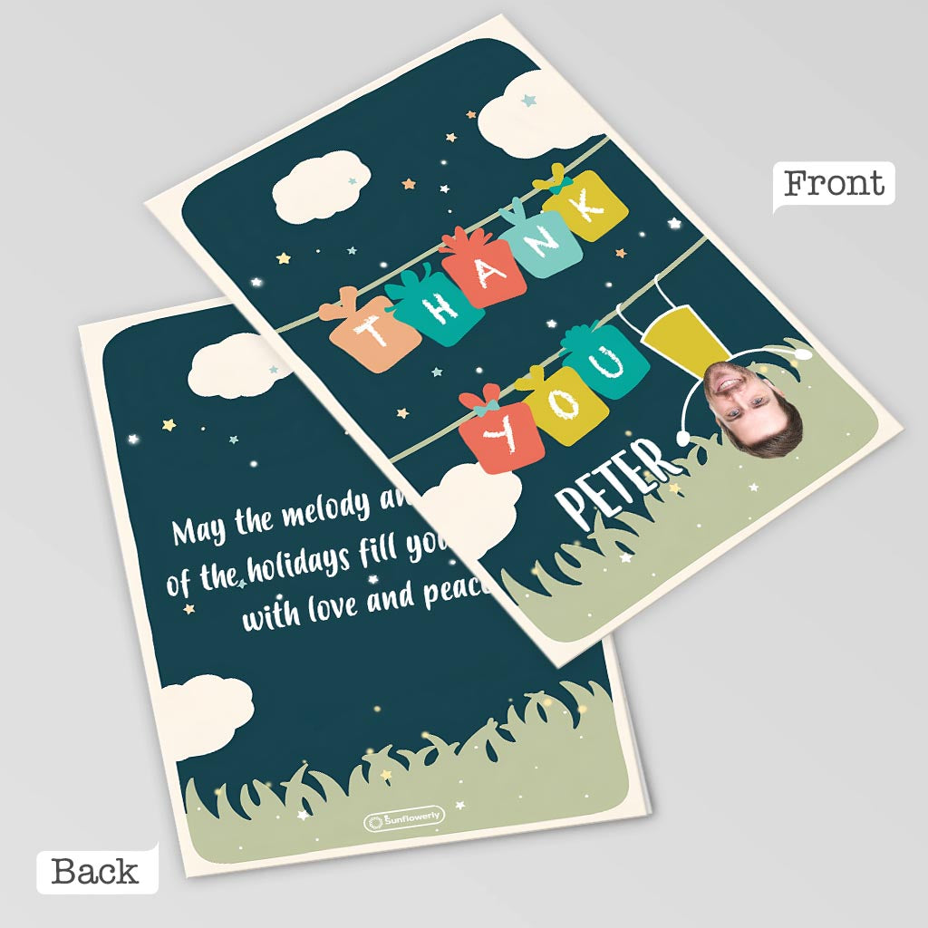 Danke / Ich liebe dich – Foto-Upload: Hängender Mann – Personalisierte Grußkarte