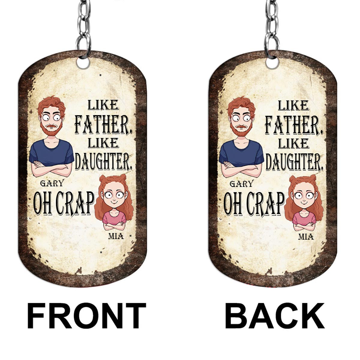 Like Father Like Daughter Like Son - Gift for dad, mom, son, daughter - Personalized Stainless Steel Keychain