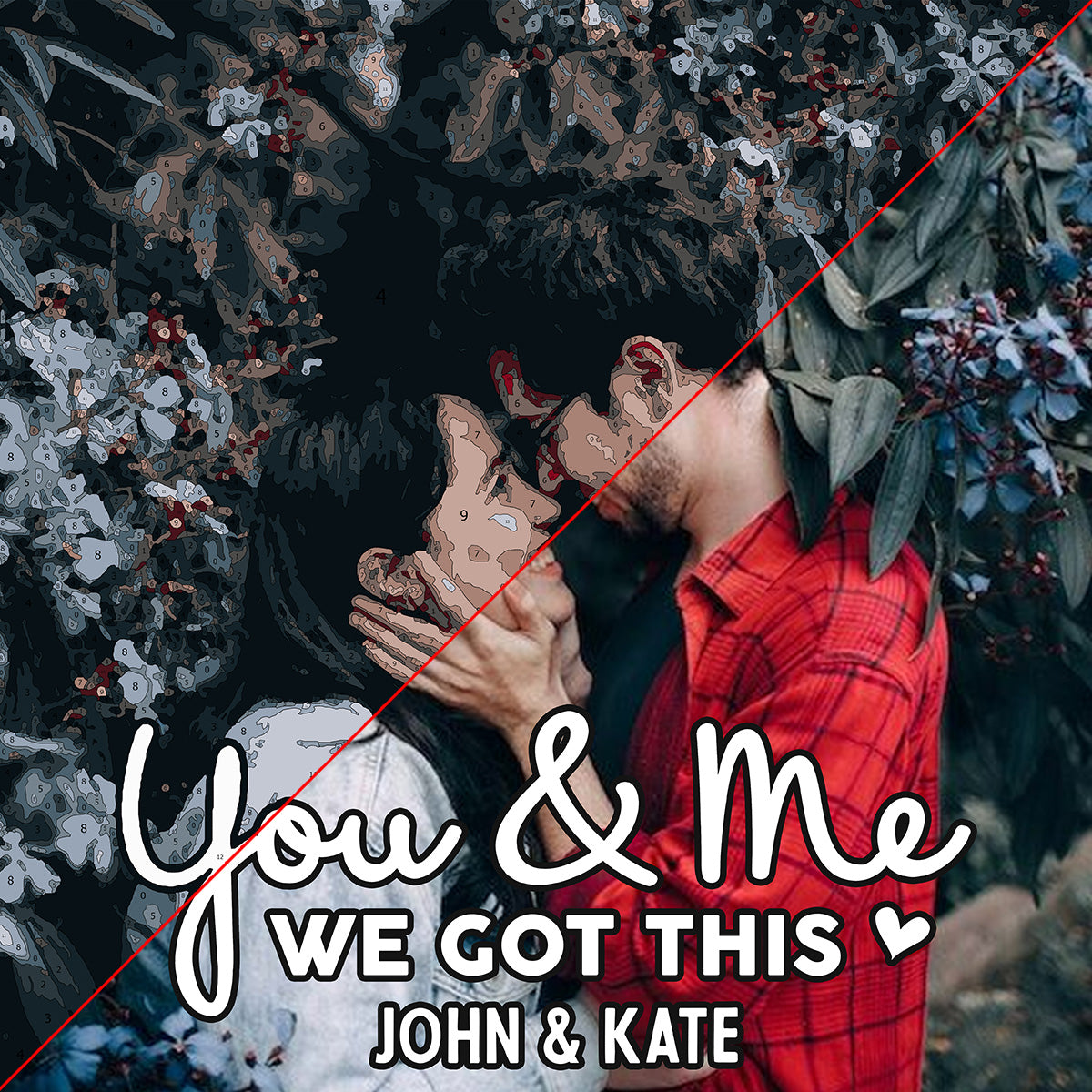 „Du und ich, wir schaffen das“ – Personalisiertes Malen-nach-Zahlen-Set für Paare