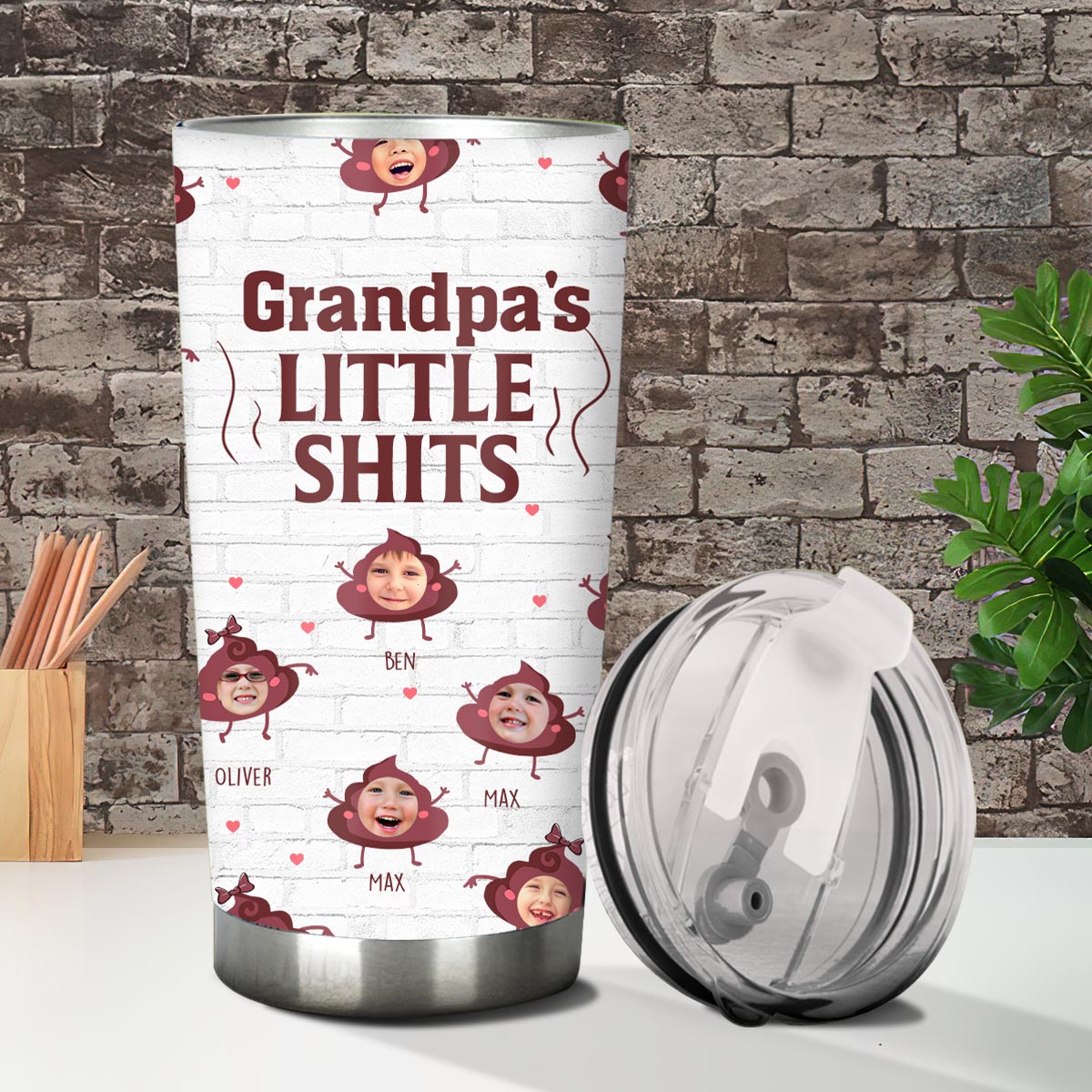 Daddy Little Shits - Gift for dad, grandma, grandpa, mom, uncle, aunt, brother, sister - Personalized Tumbler