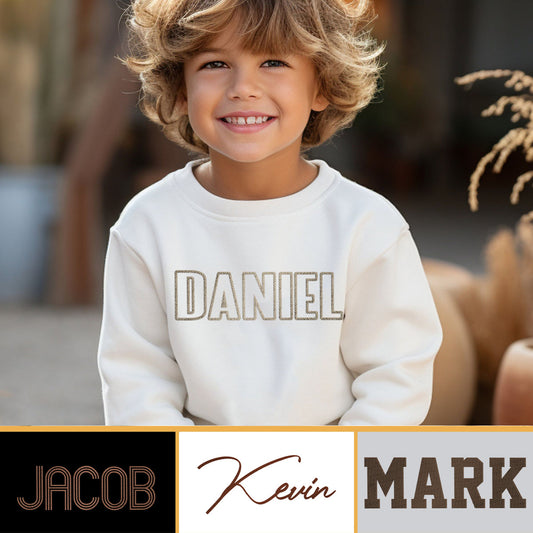 Personalisierter, bestickter Kinderpullover mit individuellem Namen