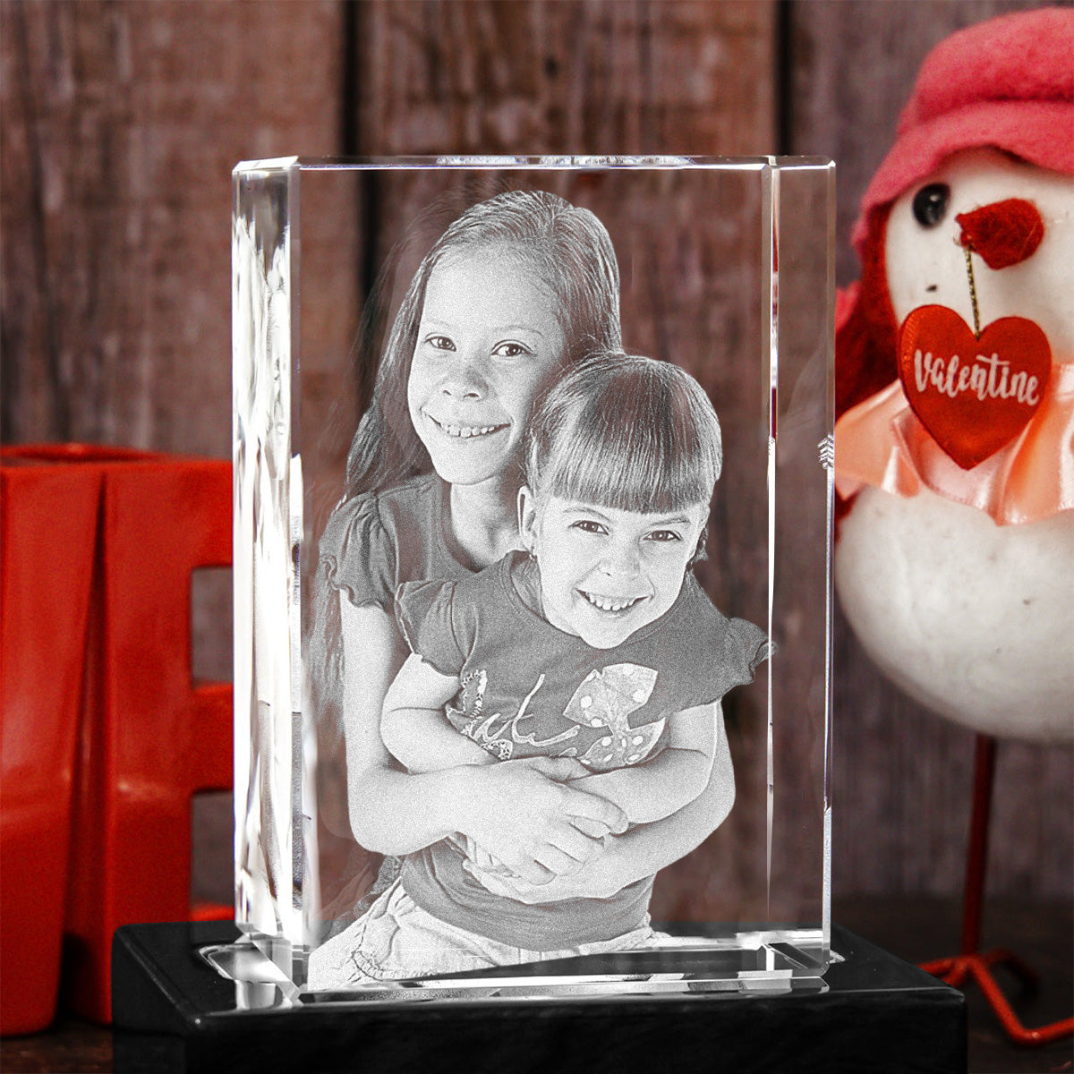 Wir haben einander – Geschwistergeschenk für Stiefbruder und -schwester – Personalisierte, lasergravierte, 3D-kristallkubische Lampe
