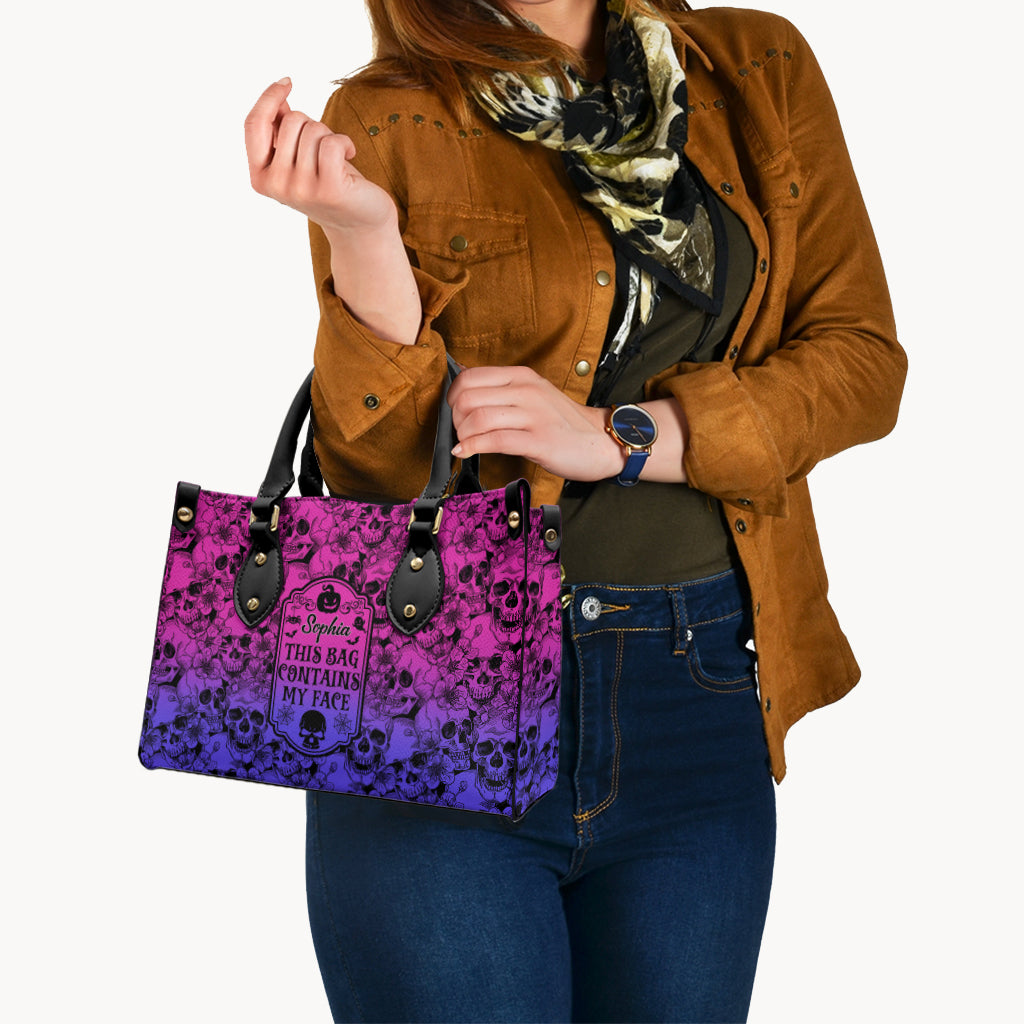 Diese Tasche enthält mein Gesicht – personalisierte Totenkopf-Lederhandtasche