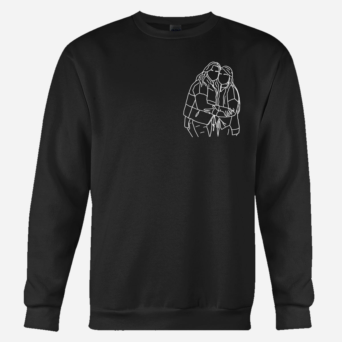 Individuelle Strichzeichnung – Personalisierter, bestickter Pullover für die beste Freundin