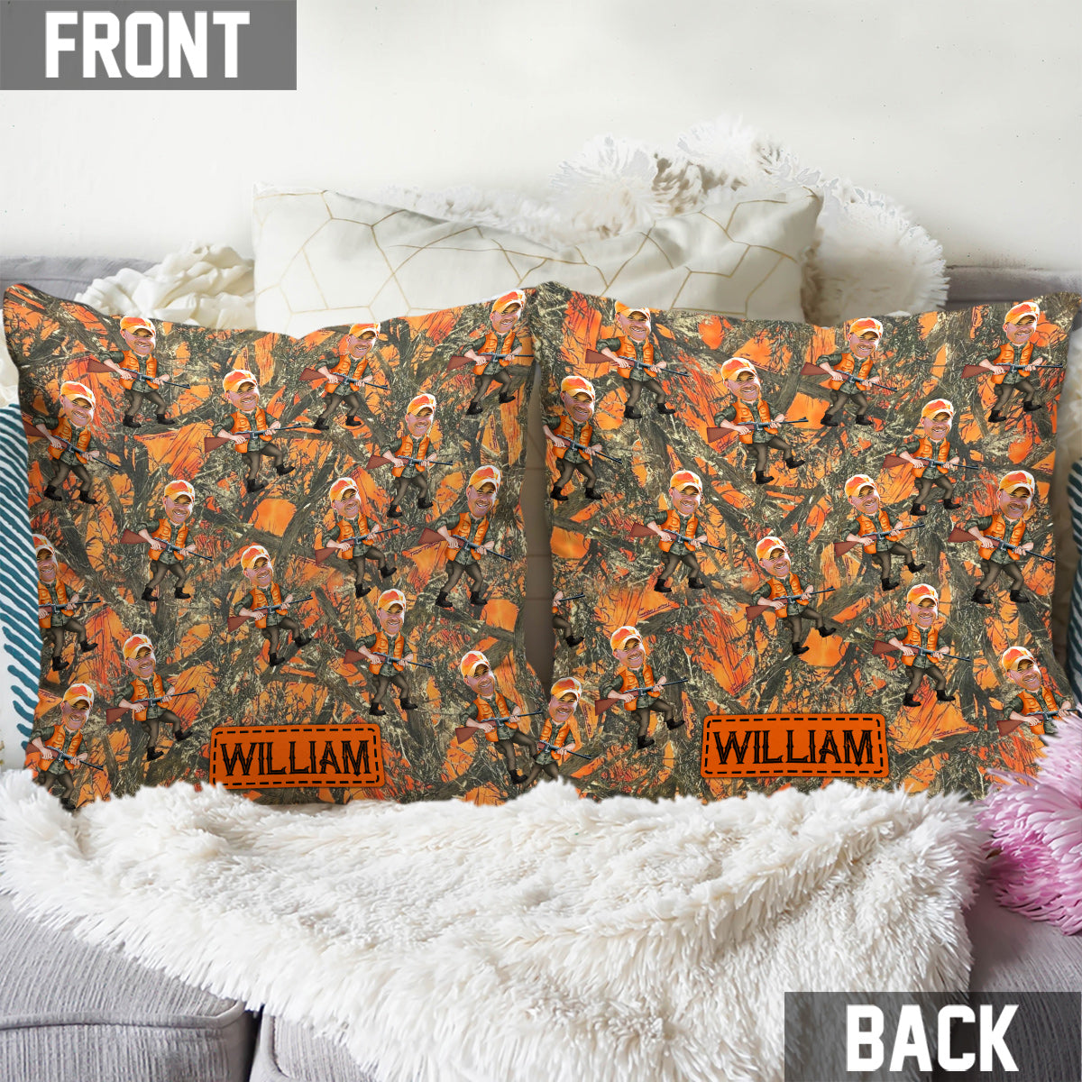 Photo Inserted Hunter - Personalized Hunting Throw Pillow