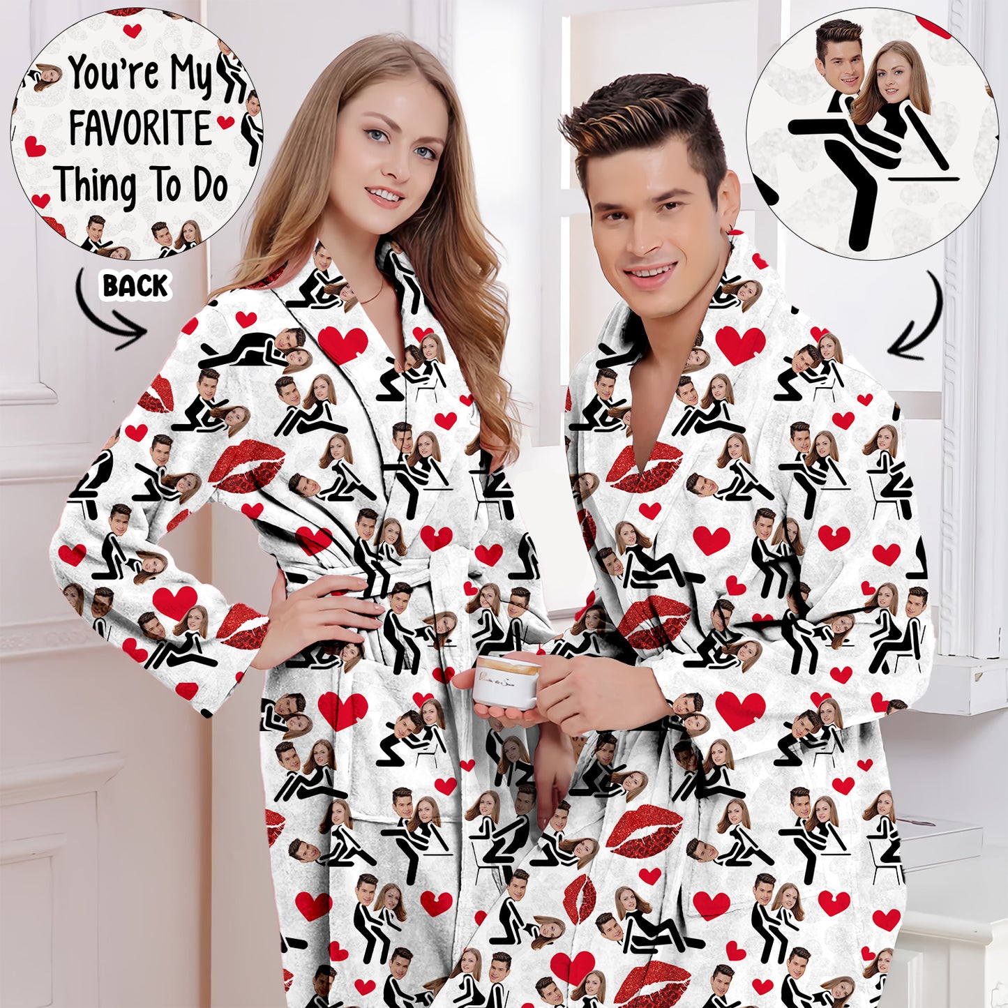Du bist meine Lieblingsbeschäftigung - Personalisierter Kimono-Pyjama für Paare