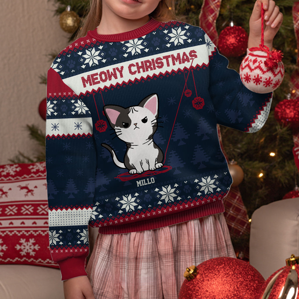 Frohe Weihnachten – Personalisierter Katzen-Pullover
