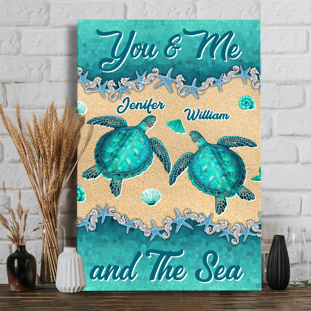 Salty Lil' Beach – Personalisierte Schildkröten-Leinwand und Poster