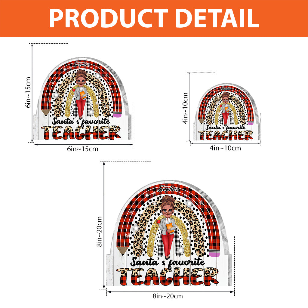 Santa's Favorite Teacher - Personalized Teacher Custom Shaped Acrylic Plaque