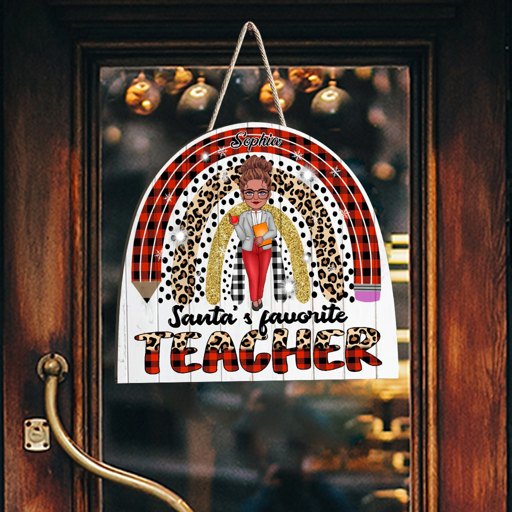 Santas Lieblingslehrer – Personalisiertes Lehrer-Holzschild