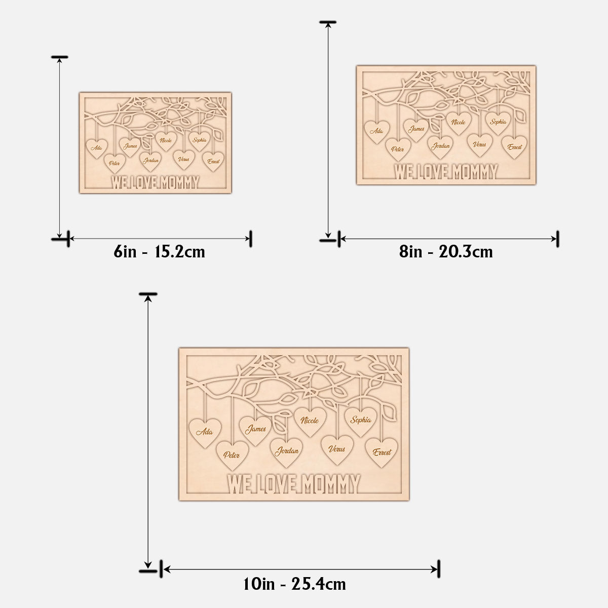 Wir lieben dich, Mama/Oma/Großmutter – Personalisiertes zweilagiges Holzschild/Holzplakette für Mütter