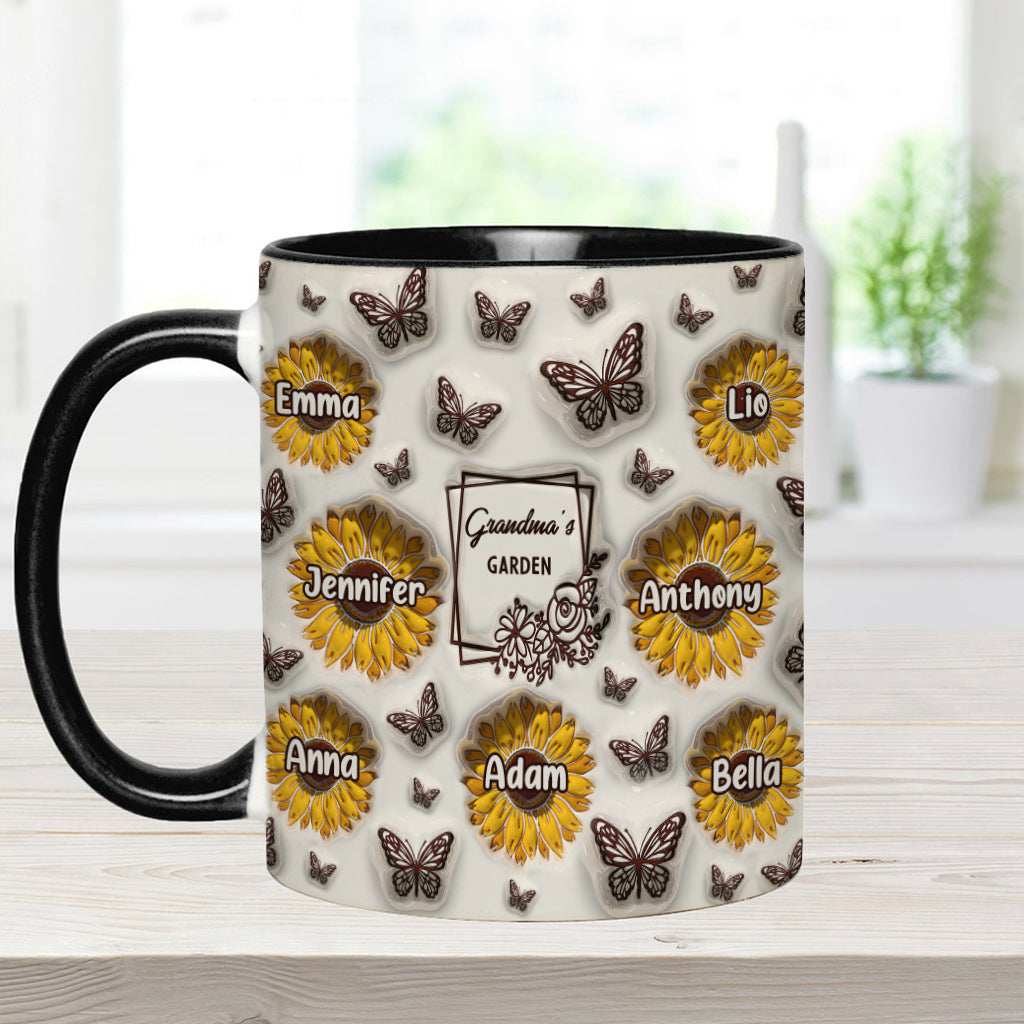 Omas Sonnenblumengarten – Geschenk für Oma – Personalisierte Tasse
